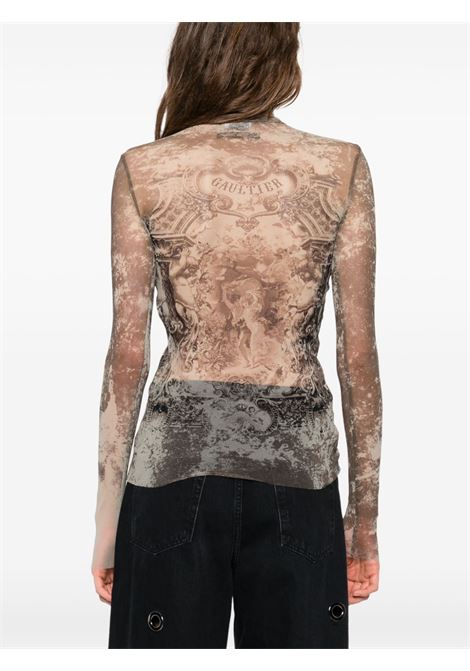 top long sleeves mesh printed médaillon donna multicolor JEAN PAUL GAULTIER | 25/03-W-TO305-M006P6965